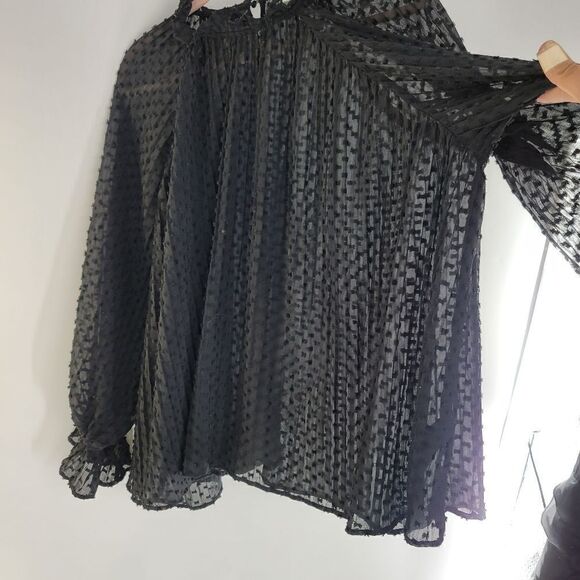 H&M sheer black romantic tunic blouse - Picture 7 of 9